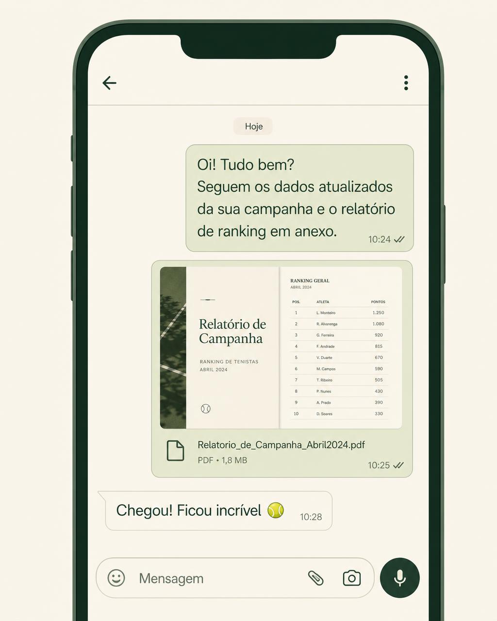 Relatório de campanha entregue em PDF
